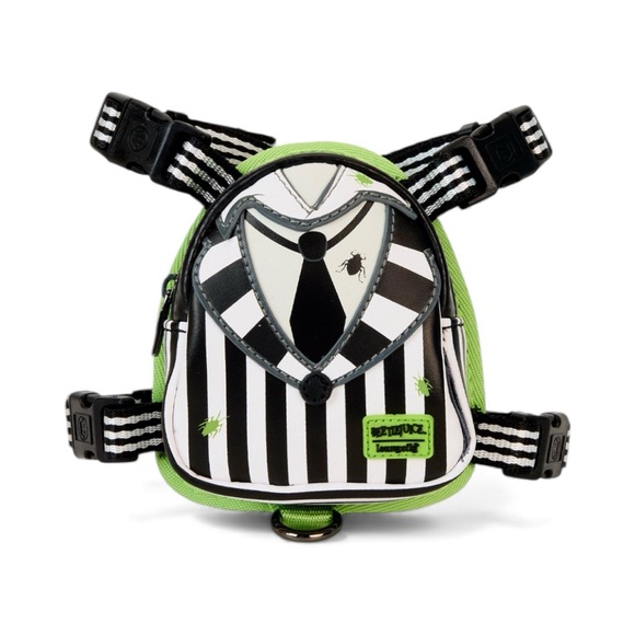 Loungefly BEETLEJUICE Black and White Striped Dog Harness Small NWT - Picture 2 of 2